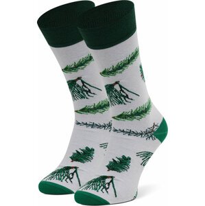 Klasické ponožky Unisex Cup of Sox Snowy Frosty Green Pine Bílá