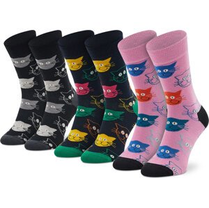 Sada 3 párů vysokých ponožek unisex Happy Socks XMJA08-0150 Černá