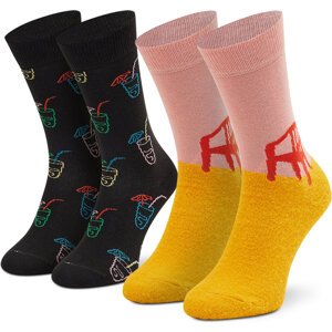 Sada 2 párů dámských vysokých ponožek Happy Socks XHAV02-0200 Žlutá