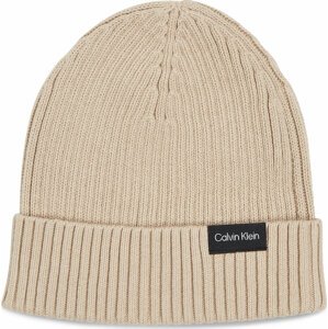 Čepice Calvin Klein Classic Cotton Rib Beanie K50K510982 Stony Beige ACE