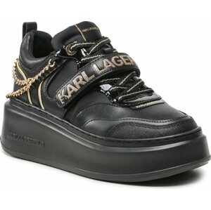 Sneakersy KARL LAGERFELD KL63540E Black Lthr W/Gold