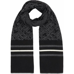 Šál Tommy Hilfiger Monogram Aop Scarf AM0AM12110 Black/Charcoal Gray BDS