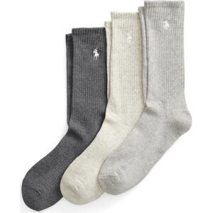 Sada 3 párů pánských vysokých ponožek Polo Ralph Lauren 449875584002 3Pk And Htr/Lt Sp Htr/Chc Htr