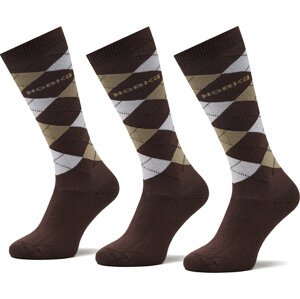 Sada 3 párů vysokých ponožek unisex Horka Riding Socks 145450 Ch Dk.Brown/Beige