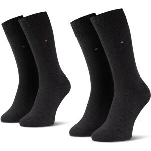 Sada 2 párů pánských vysokých ponožek Tommy Hilfiger 371111 Anthracite Melange 030 1