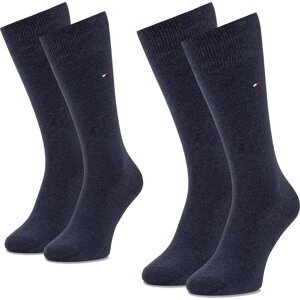 Sada 2 párů pánských vysokých ponožek Tommy Hilfiger 371111 Tmavomodrá
