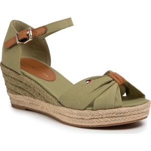 Espadrilky Tommy Hilfiger Basic Opened Toe Mid Vedge FW0FW04785 Faded Olive L9F