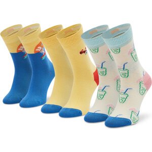 Sada 3 párů dětských vysokých ponožek Happy Socks XKTRA08-2000 Modrá