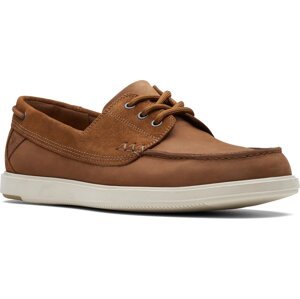 Polobotky Clarks Bratton Boat 26172443 Dark Tan Nubuck