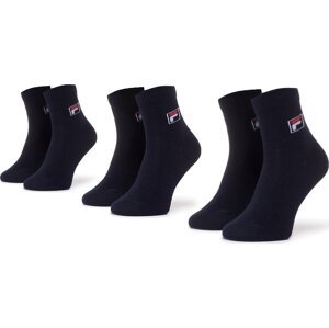 Sada 3 párů dětských vysokých ponožek Fila Barcode Socks F1392D Navy 321
