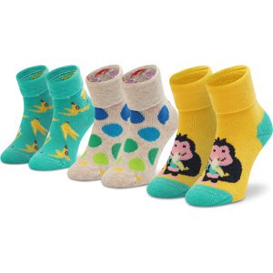 Sada 3 párů dětských vysokých ponožek Happy Socks XKJUN08-0200 Zelená