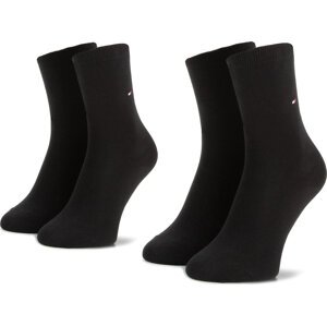 Sada 2 párů dámských vysokých ponožek Tommy Hilfiger 371221 Black 200