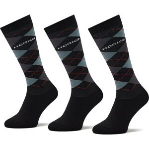 Sada 3 párů vysokých ponožek unisex Horka Riding Socks 145450-0000-0206 Ch Black/Grey