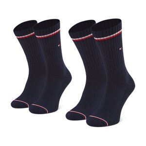Sada 2 párů vysokých ponožek unisex Tommy Hilfiger 100001096 Dark Navy 039