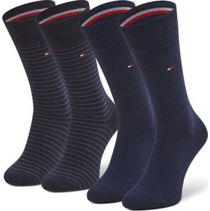 Sada 2 párů pánských vysokých ponožek Tommy Hilfiger 100001496 Dark Navy 322