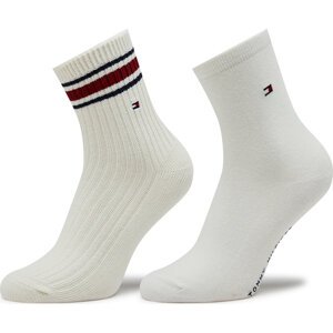 Sada 2 párů dámských vysokých ponožek Tommy Hilfiger 701224914 Off White 001
