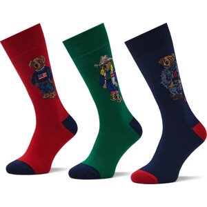 Sada 3 párů vysokých ponožek unisex Polo Ralph Lauren 449892867001 Seasonal Bears