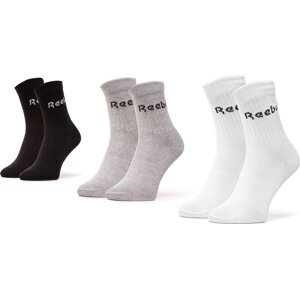 Sada 3 párů vysokých ponožek unisex Reebok Act Core Mid Crew Sock 3P GC8669 MGreyh/Black/White