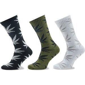 Sada 3 párů pánských vysokých ponožek HUF SK00738 Black/White/Olive