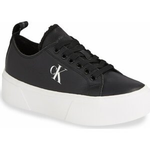 Sneakersy Calvin Klein Jeans Cupsole Flatform Low Wl Lth Wn YW0YW01107 Black/Bright White BEH