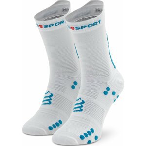 Klasické ponožky Unisex Compressport Pro Racing V4.0 Run High XU00046B White/Fjord Blue 011