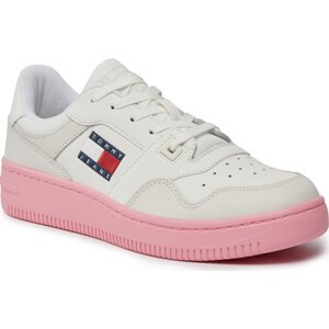 Sneakersy Tommy Jeans Tjw Retro Basket Ess EN0EN02505 Ecru / Pink Alert THW