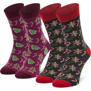 Sada 2 párů vysokých ponožek unisex Rainbow Socks Xmas Socks Balls Adult Gifts Pak 2 Barevná