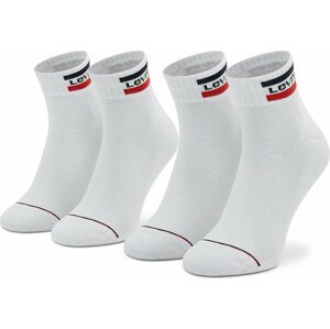 Sada 2 párů vysokých ponožek unisex Levi's® 902011001 White