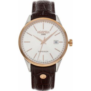 Hodinky Roamer Superior 3H 508833 49 15 05 Silver/Rose Gold/Brown