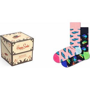 Sada 2 párů vysokých ponožek unisex Happy Socks XJMR02-1300 Barevná