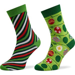 Sada 2 párů dámských vysokých ponožek Rainbow Socks Xmas Balls Barevná