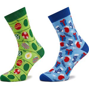 Sada 2 párů vysokých ponožek unisex Rainbow Socks Xmas Socks Balls Adult Gifts Pak 2 Barevná