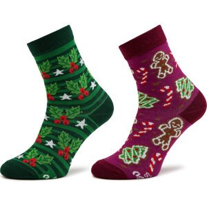 Sada 2 párů dětských vysokých ponožek Rainbow Socks Xmas Socks Balls Kids Gift Pak 2 Barevná