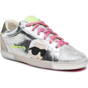 Sneakersy KARL LAGERFELD KL60136 Silver Texturer Leather