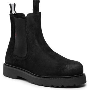 Kotníková obuv s elastickým prvkem Tommy Jeans Suede Chelsea Boot EM0EM00829 Black BDS