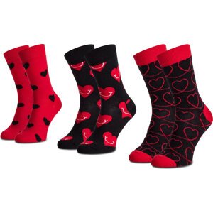 Sada 3 párů vysokých ponožek unisex Happy Socks XLOV08-4300 Černá