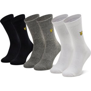 Sada 3 párů pánských vysokých ponožek Lyle & Scott Hamilton LS-SPRT-SK-502-3321 Black/Grey/Bright White