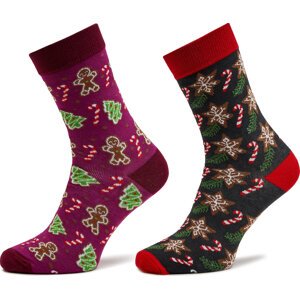 Sada 2 párů pánských vysokých ponožek Rainbow Socks Xmas Socks Balls Adults Gifts Pak 2 Zelená