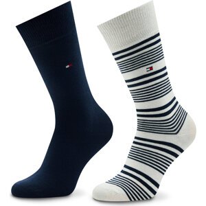 Sada 2 párů pánských vysokých ponožek Tommy Hilfiger 701222186 Off White 001