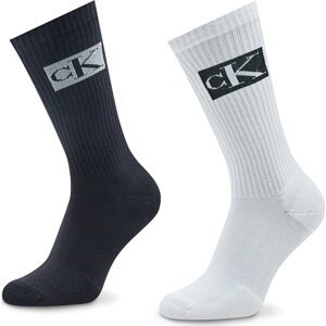 Sada 2 párů pánských vysokých ponožek Calvin Klein Jeans 701223260 White/Black 001