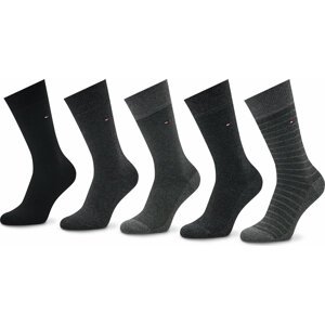Sada 5 párů pánských vysokých ponožek Tommy Hilfiger 701220144 Grey Melange 003