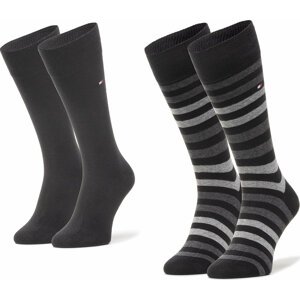 Sada 2 párů pánských vysokých ponožek Tommy Hilfiger 472001001 Black 2000