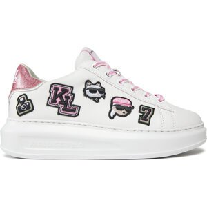 Sneakersy KARL LAGERFELD KL62574 White Lthr W/Pink