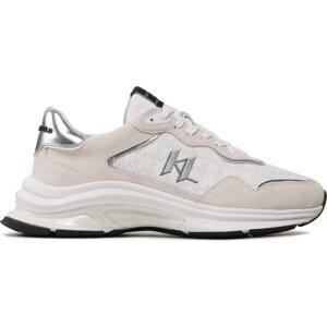 Sneakersy KARL LAGERFELD KL53165 White Lthr/Textile W/Silver