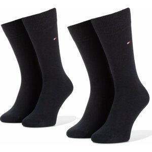 Sada 2 párů vysokých ponožek unisex Tommy Hilfiger 371111 Dark Navy 322