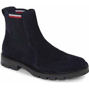 Kotníková obuv s elastickým prvkem Tommy Hilfiger Corpoarte Hilfiger Suede Chelsea FM0FM04803 Desert Sky DW5