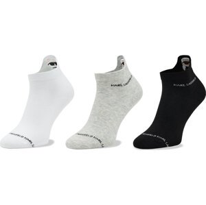 Sada 3 párů dámských vysokých ponožek KARL LAGERFELD Ikonik 2.0 231W6004 Black/White/Grey 972