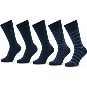 Sada 5 párů pánských vysokých ponožek Tommy Hilfiger 701220145 Navy 001