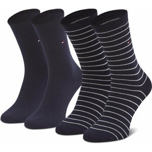 Sada 2 párů dámských vysokých ponožek Tommy Hilfiger 100001494 Midnight Blue 003