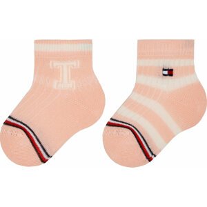 Sada 2 párů dětských vysokých ponožek Tommy Hilfiger 701224996 Pink Combo 003